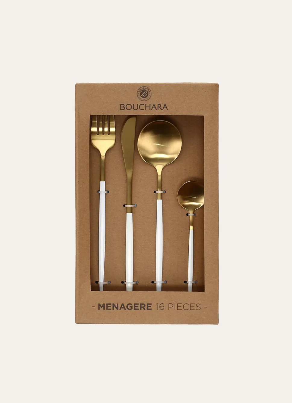 Outlet Bouchara MÉNAGÈRE 16 COUVERTS SOVI ÉCRU DORÉ