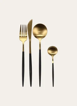 New Bouchara MÉNAGÈRE 16 COUVERTS SOVI NOIR DORÉ