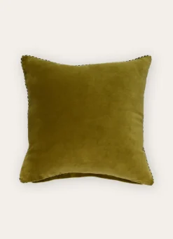 Sale Bouchara MOYEN COUSSIN EN VELOURS AVEC PASSEPOIL RAYÉ VERT ANIS