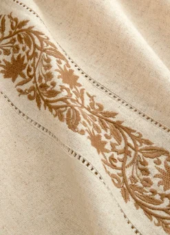 Best Bouchara NAPPE AJOURÉE ET BRODÉE EN COTON ET LIN NATUREL