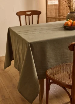 Bouchara NAPPE BRODÉE AU CENTRE AVEC POINT TON SUR TON KAKI