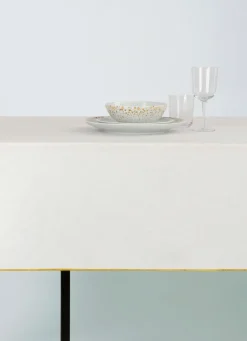 Best Bouchara NAPPE COTON ET LIN FINITION BOURDON GRAND FORMAT BLANC/ OR