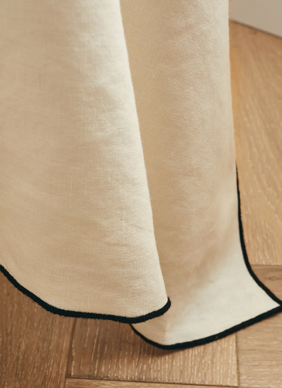 Outlet Bouchara NAPPE COTON LIN FINITION BOURDON LAIT / NOIR