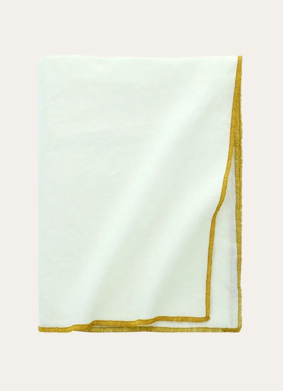 Bouchara NAPPE COTON LIN FINITION BOURDON BLANC / OR