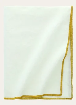 Bouchara NAPPE COTON LIN FINITION BOURDON BLANC / OR