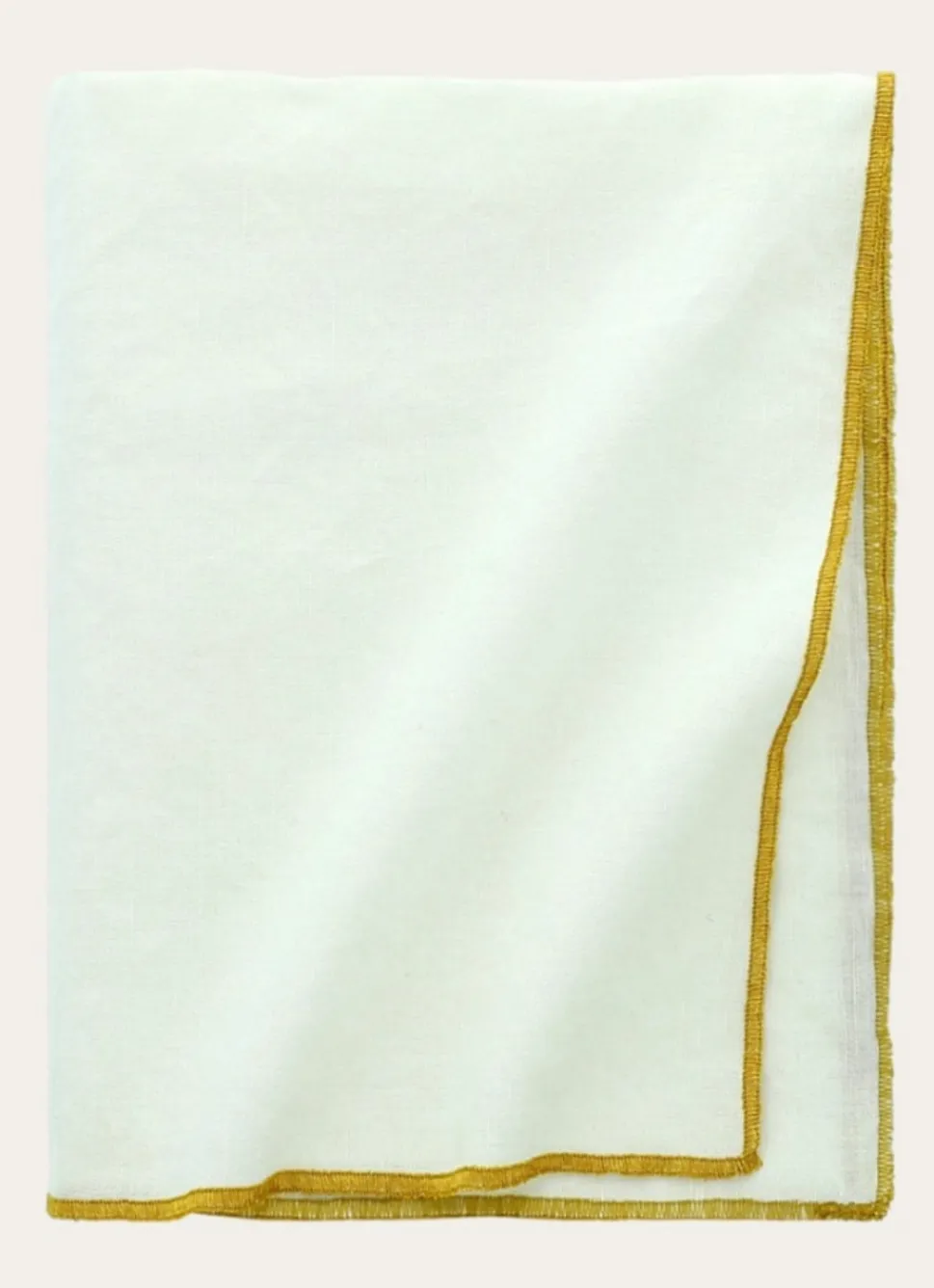 Bouchara NAPPE COTON LIN FINITION BOURDON BLANC / OR