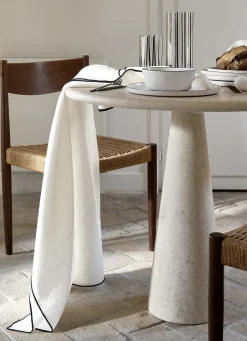 Online Bouchara NAPPE COTON LIN FINITION BOURDON MOYEN FORMAT BLANC/NOIR