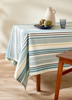 Hot Bouchara NAPPE EN COTON ENDUIT À RAYURES MULTICOLORES MULTICOLORE/BLEU