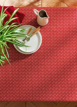 New Bouchara NAPPE EN COTON ENDUIT IMPRIMÉ PETITES FLEURS rouge