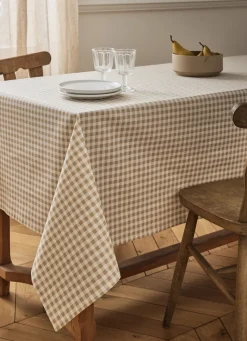 New Bouchara NAPPE EN COTON ENDUITE IMPRIMÉ VICHY BEIGE