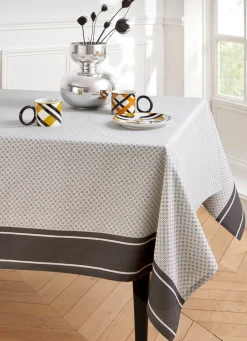 Hot Bouchara NAPPE EN COTON ENDUITE MOTIF FANTAISIE BLANC/GRIS