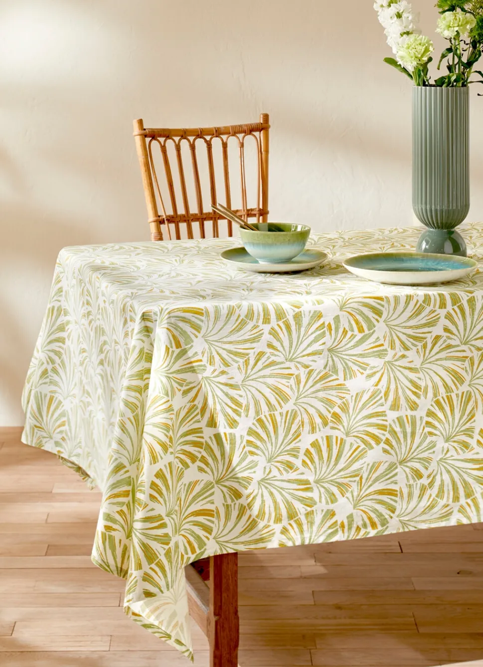 Best Bouchara NAPPE EN COTON IMPRIMÉ FEUILLAGE PALMIER MULTICOLORE