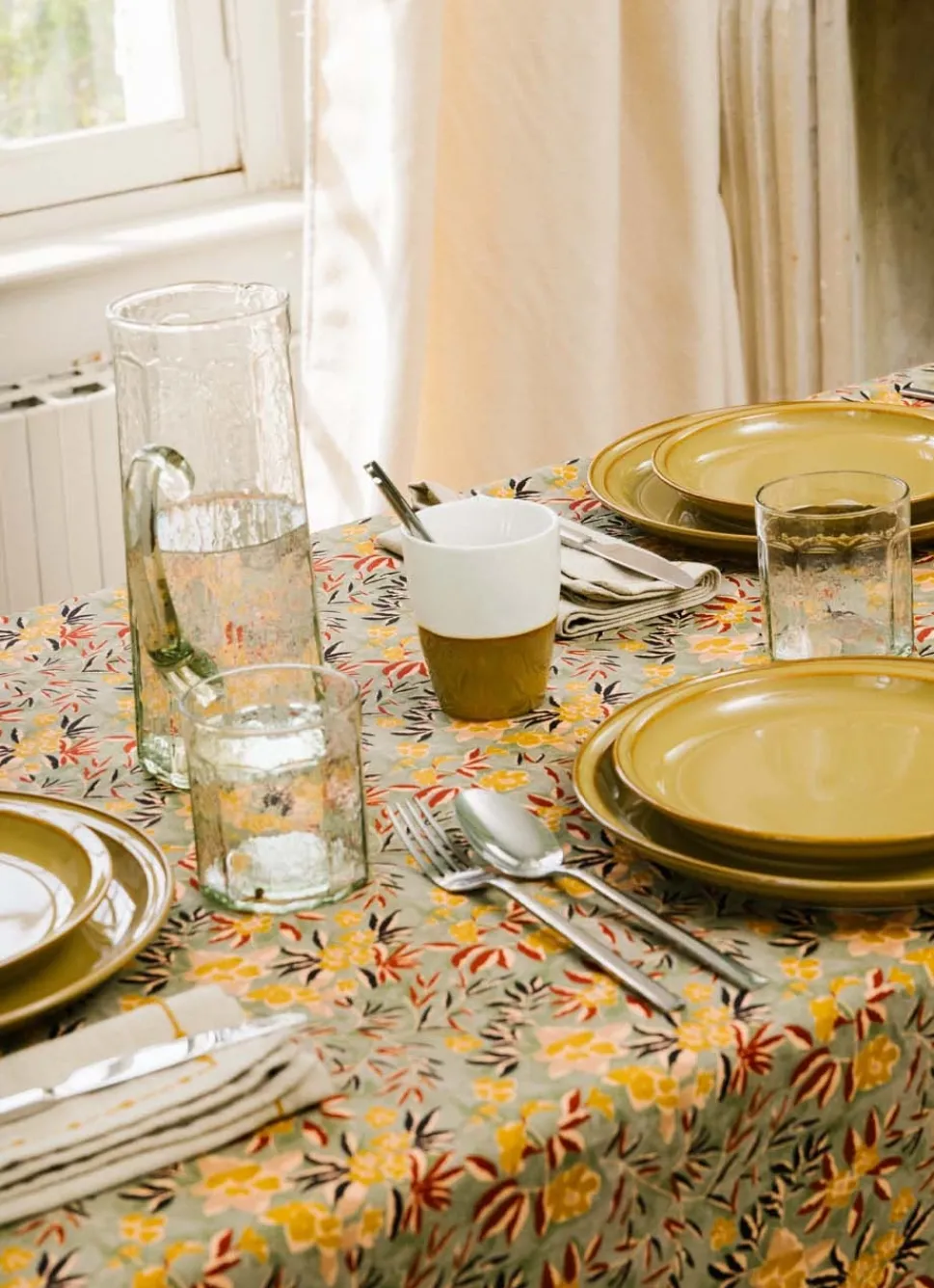 Discount Bouchara NAPPE EN COTON IMPRIMÉ FLORAL MULTICOLORE