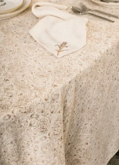 New Bouchara NAPPE EN LIN ET COTON À IMPRIMÉ FLORAL NATUREL