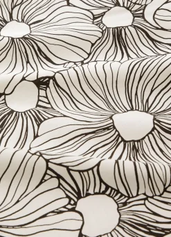 Sale Bouchara NAPPE EN TWILL DE COTON IMPRIMÉ FLEURS ANTI-TACHES BLANC NOIR