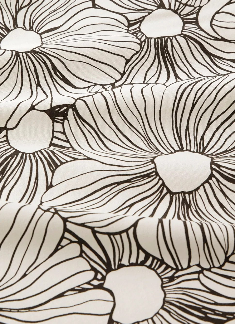 Sale Bouchara NAPPE EN TWILL DE COTON IMPRIMÉ FLEURS ANTI-TACHES BLANC NOIR