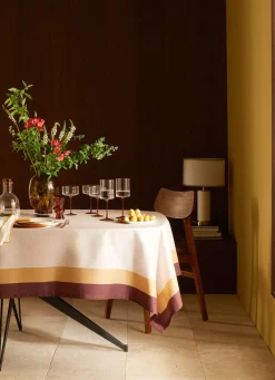 Discount Bouchara NAPPE EN TWILL DE COTON IMPRIMÉE CONTRASTÉ BEIGE