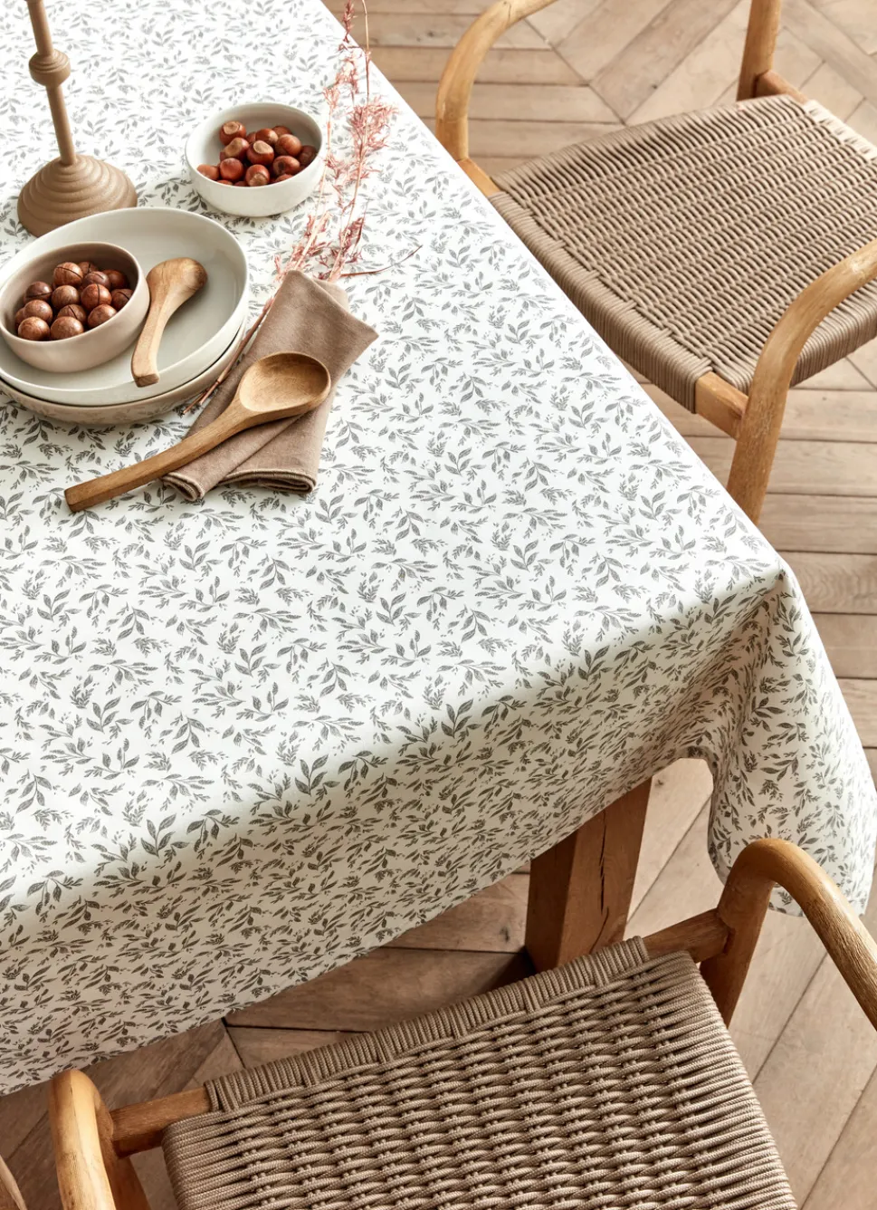 Sale Bouchara NAPPE ENDUITE À MOTIF VÉGÉTAL BLANC / GRIS