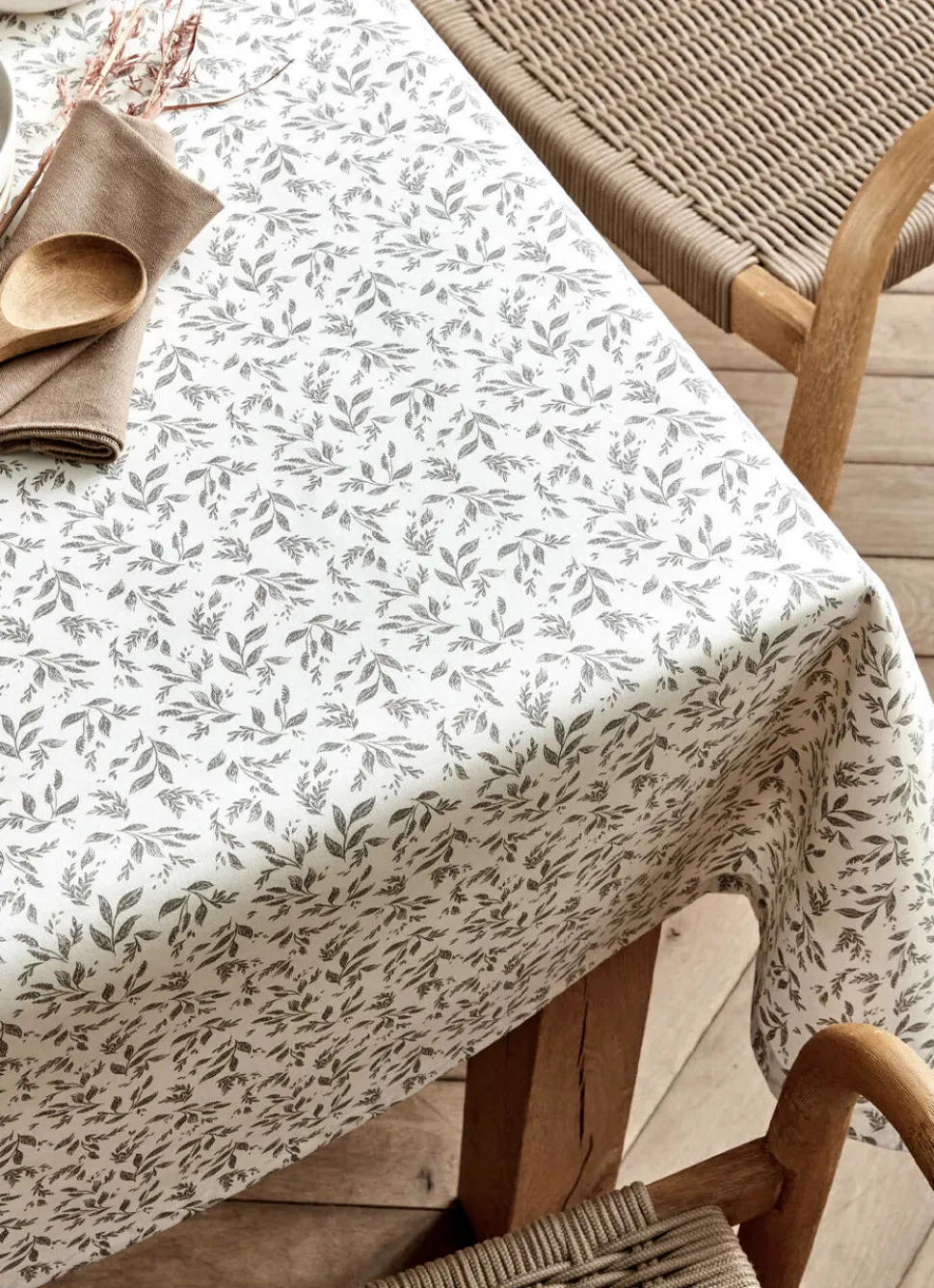 Sale Bouchara NAPPE ENDUITE À MOTIF VÉGÉTAL BLANC / GRIS