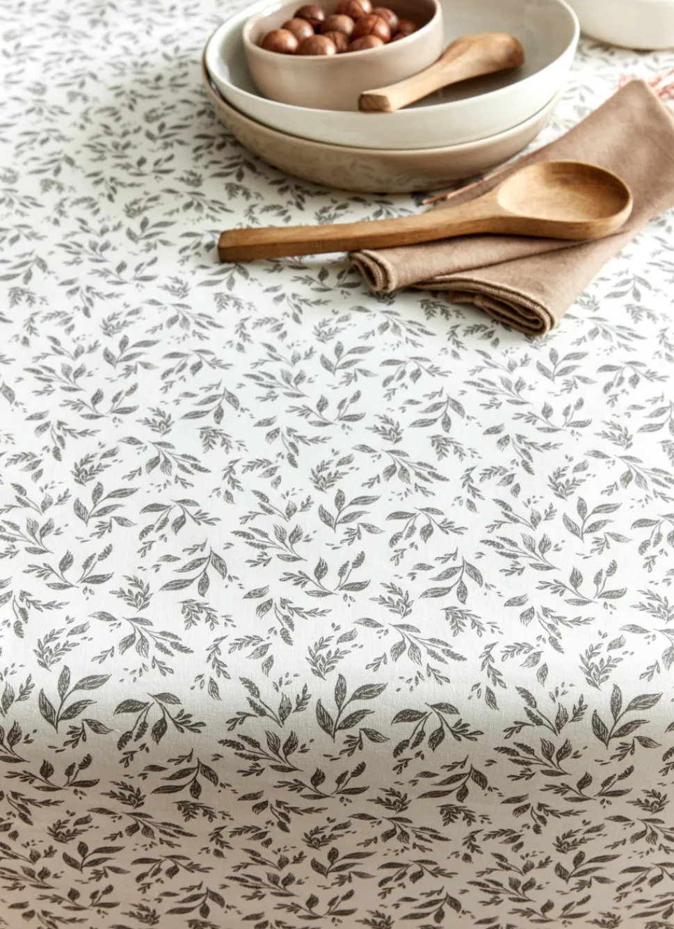 Sale Bouchara NAPPE ENDUITE À MOTIF VÉGÉTAL BLANC / GRIS