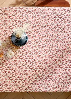 Hot Bouchara NAPPE ENDUITE À MOTIF VÉGÉTAL BEIGE / BORDEAUX