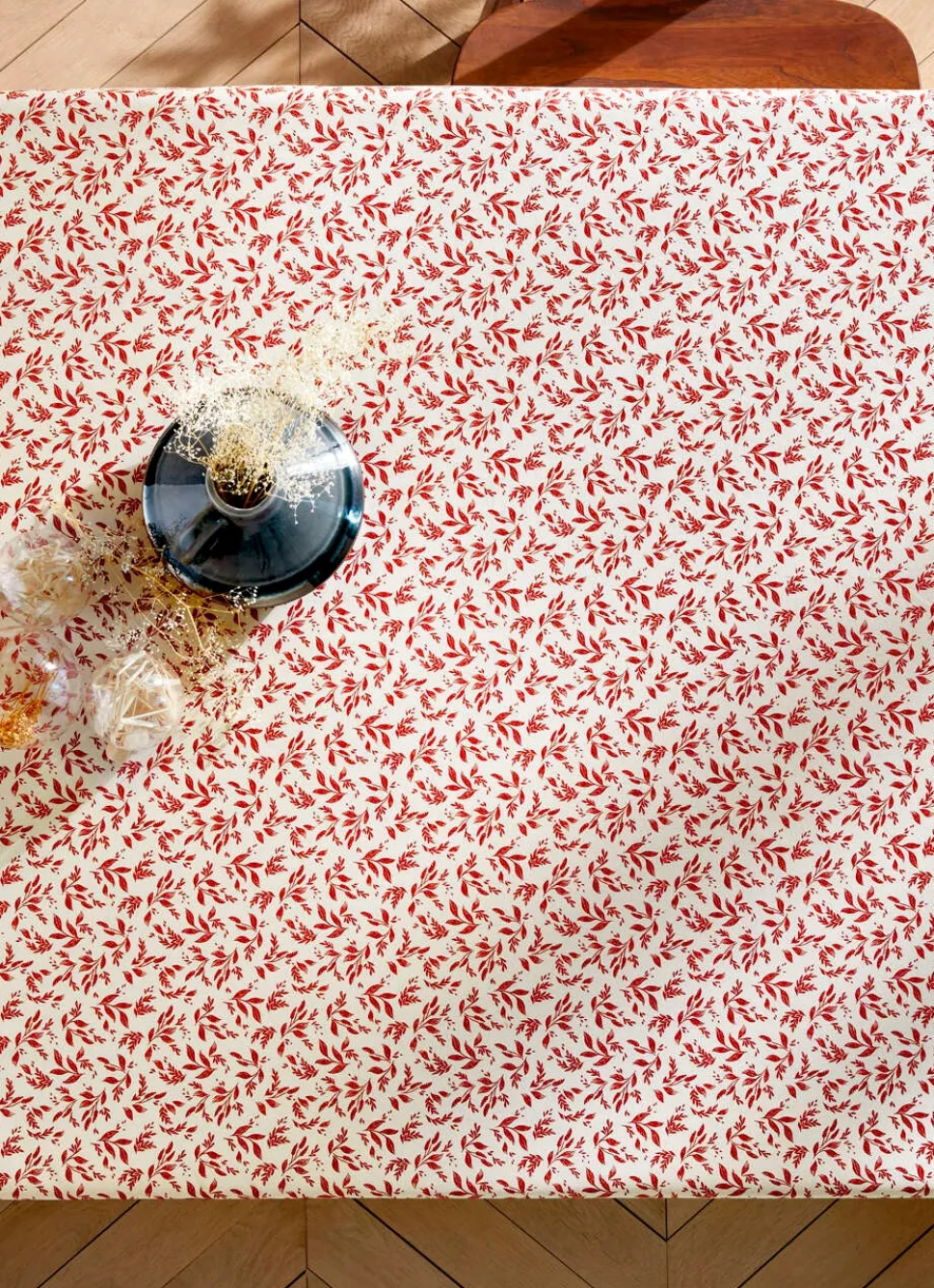 Hot Bouchara NAPPE ENDUITE À MOTIF VÉGÉTAL BEIGE / BORDEAUX