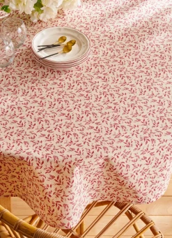 Hot Bouchara NAPPE ENDUITE À MOTIF VÉGÉTAL BEIGE / BORDEAUX