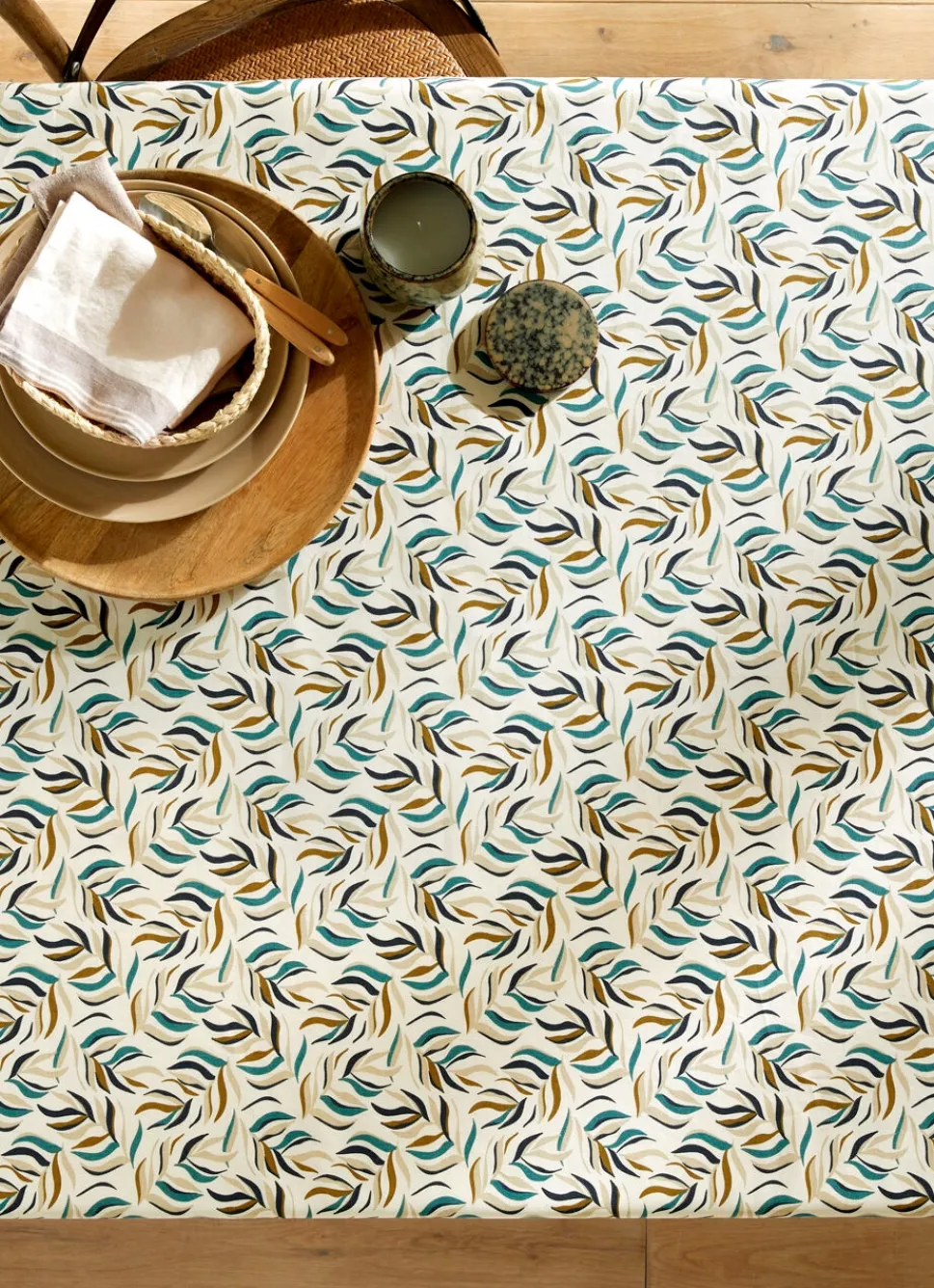 Outlet Bouchara NAPPE ENDUITE IMPRIMÉ FEUILLES CLOÉ MULTICOLORE