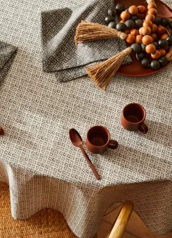 Sale Bouchara NAPPE ENDUITE RONDE MOTIF FANTAISIE BLANC/GRIS