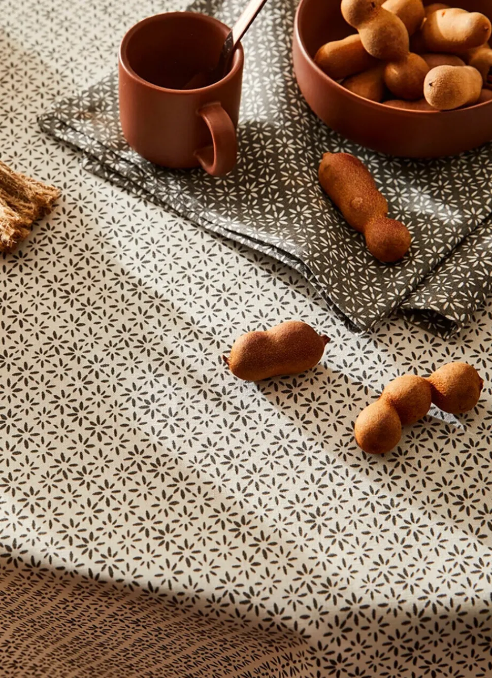 Sale Bouchara NAPPE ENDUITE RONDE MOTIF FANTAISIE BLANC/GRIS