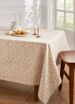 Outlet Bouchara NAPPE FLEURIE EN COTON ENDUIT BEIGE/BLANC