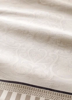 Discount Bouchara NAPPE JACQUARD EN COTON TISSÉ FIL TEINT BEIGE