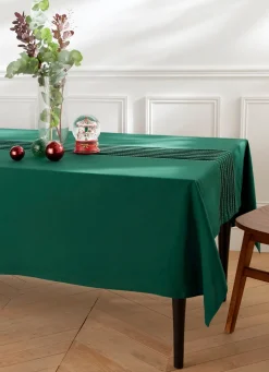 Outlet Bouchara NAPPE PLISSÉE CENTRE DE TABLE AVEC BRODERIES VERT