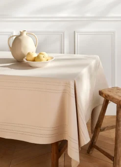 Clearance Bouchara NAPPE POINÇON EN COTON NANI GRIS BEIGE