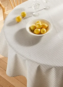 Sale Bouchara NAPPE RONDE EN COTON ENDUIT MOTIF FANTAISIE BLANC/GRIS