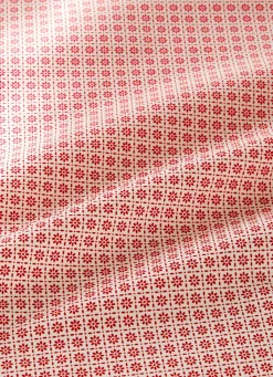 Best Bouchara NAPPE RONDE EN COTON ENDUIT MOTIF FANTAISIE BLANC/ROUGE