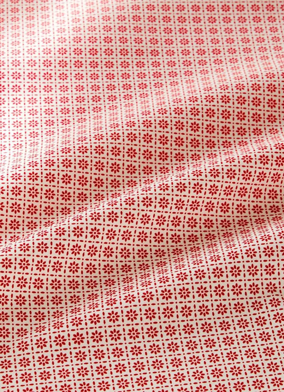 Best Bouchara NAPPE RONDE EN COTON ENDUIT MOTIF FANTAISIE BLANC/ROUGE