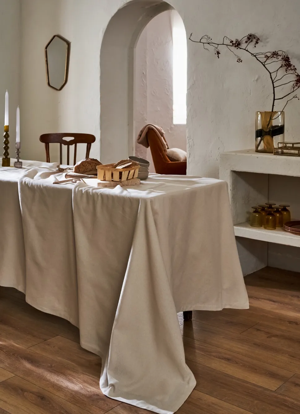 Hot Bouchara NAPPE UNIE EN TOILE CRAIE