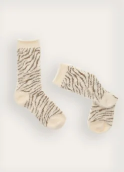 Discount Bouchara PAIRE DE CHAUSSETTES BICOLORES ZEBRE BEIGE
