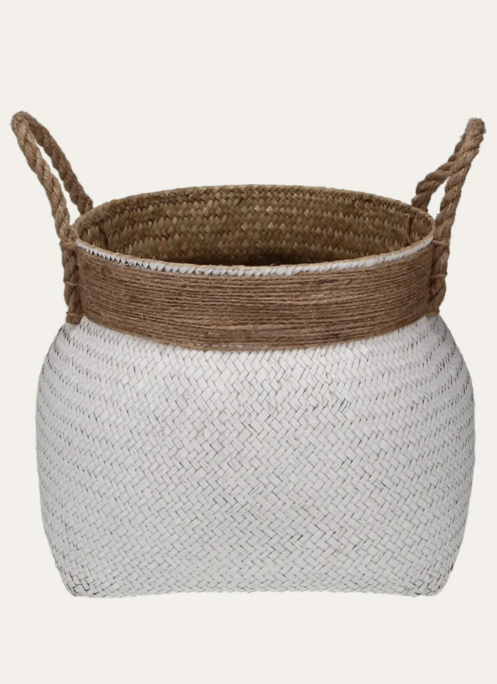 Discount Bouchara PANIER CORDE EN JONC BLANC/BEIGE