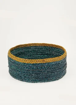 New Bouchara PANIER EN FIBRES DE MAÏS AVEC LISERET CONTRASTÉ BLEU
