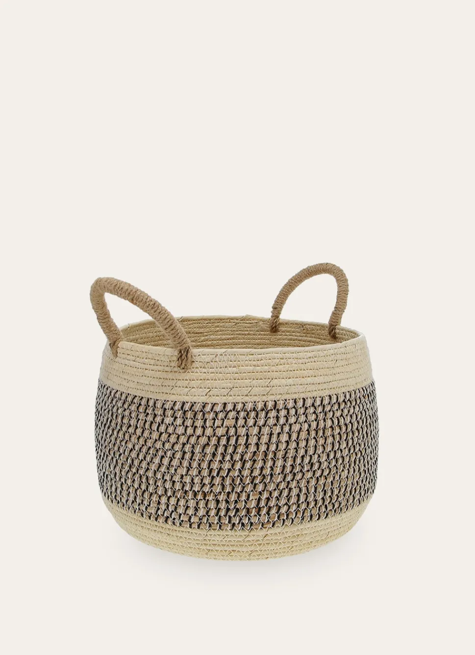 New Bouchara PANIER ROND AVEC ANSES EN CORDE TAILLE S ECRU/NOIR