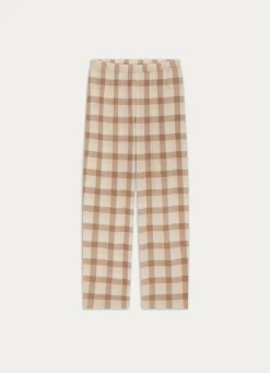 Online Bouchara PANTALON À CARREAUX EN COTON FLANELLE LOVE BEIGE CLAIR