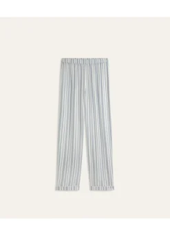 Hot Bouchara PANTALON DROIT ÉCRU RAYURE MARINE ÉCRURAYURE MARINE