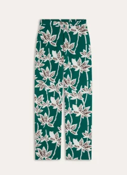 Sale Bouchara PANTALON EN VISCOSE IMPRIMÉE PALMIERS vert