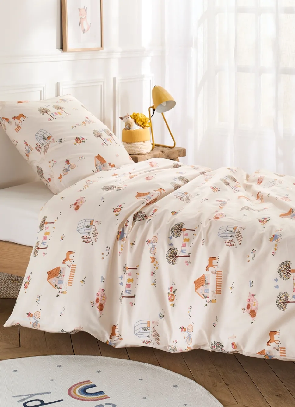 Bouchara PARURE DE LIT BÉBÉ EN PERCALE DE COTON EGLANTINE MULTICOLORE