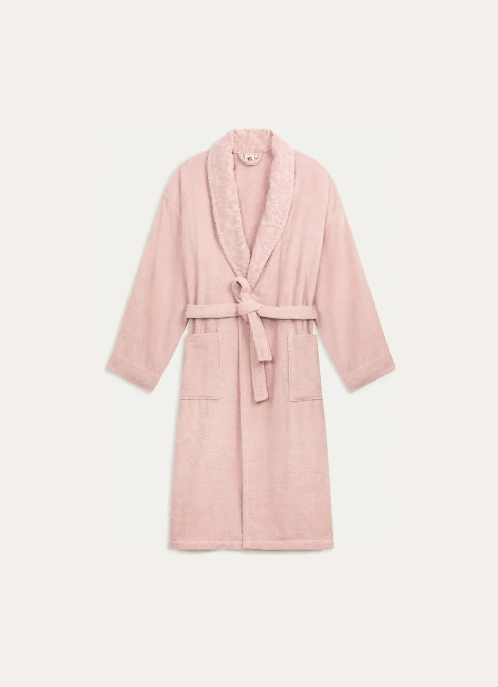 New Bouchara PEIGNOIR COL VELOURS CISELÉ ROSE