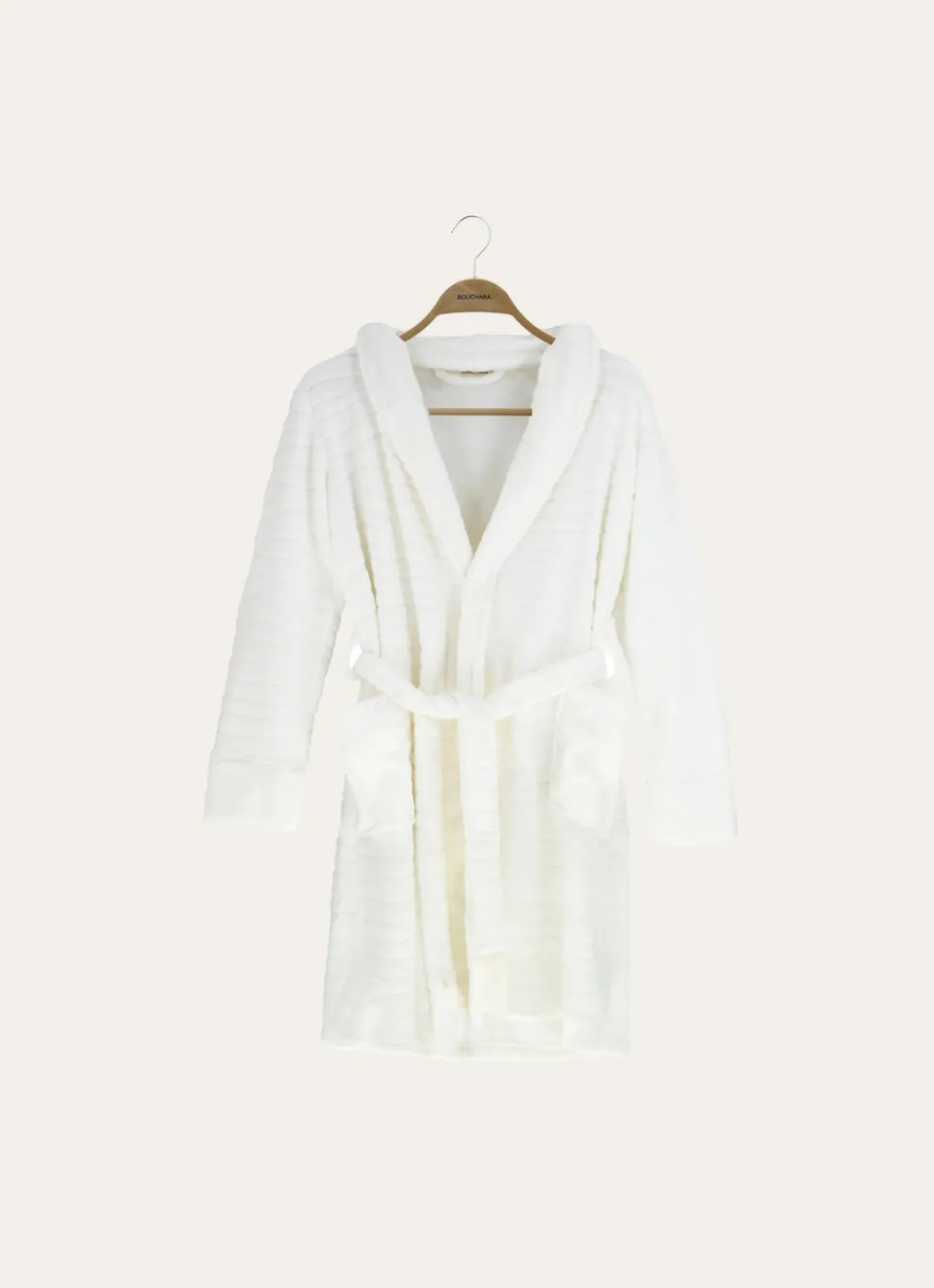 Best Bouchara PEIGNOIR COURT EN VELOURS POLAIRE ECRU