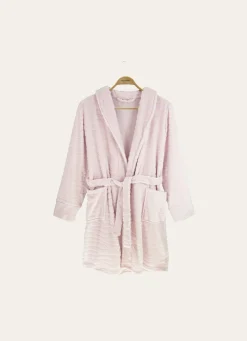 Outlet Bouchara PEIGNOIR COURT EN VELOURS POLAIRE ROSE PÂLE