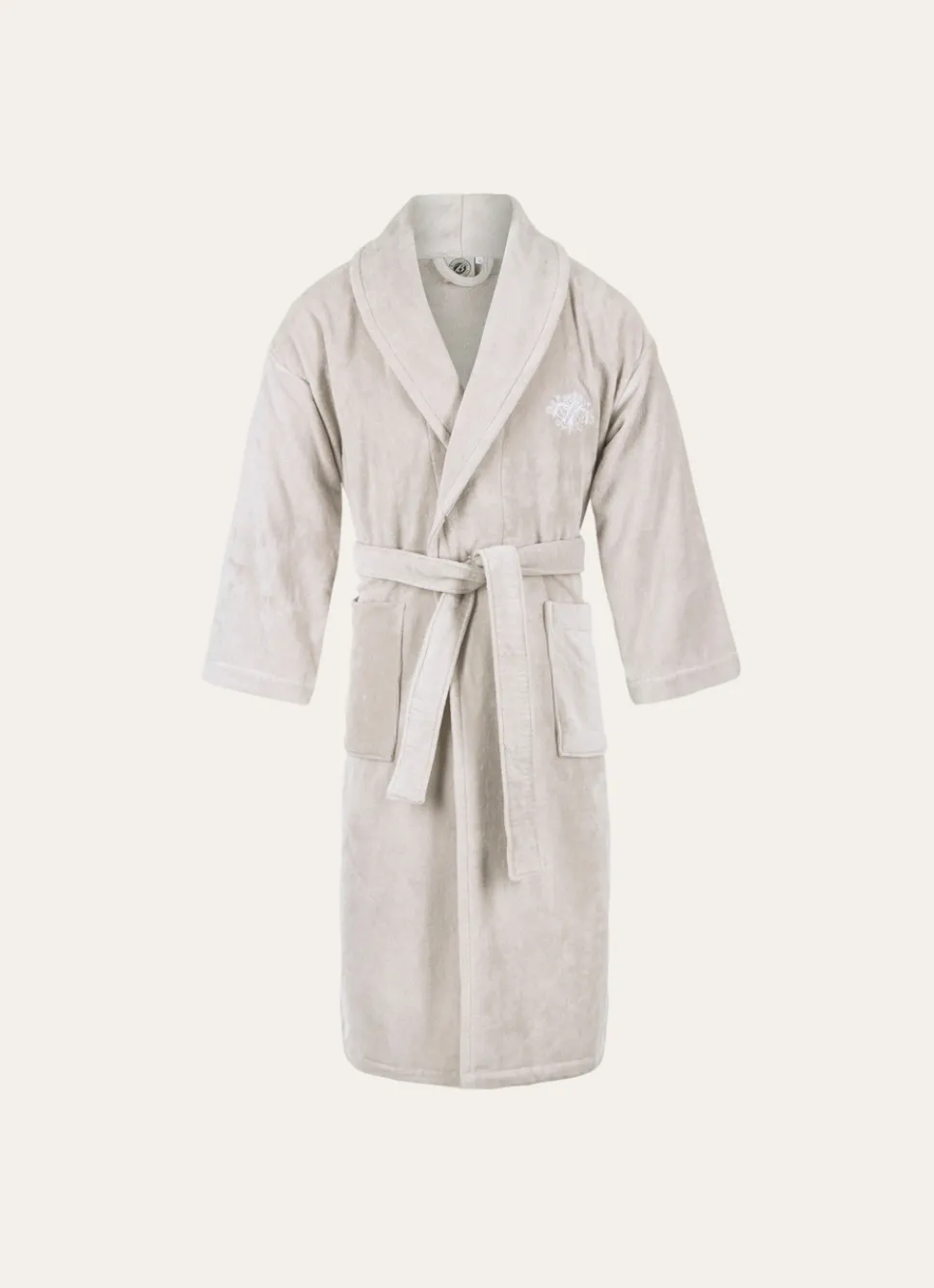 Bouchara PEIGNOIR DE BAIN BRODÉ EN ÉPONGE 400GR GRIS CLAIR